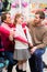 Family buying first day in school candy cone