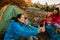 Family on a camping trip. Family doing camping in the forest