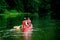 Family canoe river