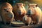 A Family of Capybaras eating, generative AI