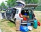 Family car loaded with luggage on holiday