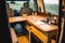 Family car suv conversion camper, interior conversion effect, Van life concept, ai generative