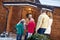 family celebrating Christmas at home. father, mother, grandparents and children.