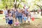 Family celebration or a garden party outside in the backyard.