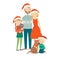 Family celebrations portrait. Happy family at Christmas. Cartoon vector hand drawn eps 10 illustration isolated on white