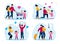Family Celebrations and Recreation Flat Vector Set