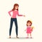 Family character vector design. Mother scolds her daughter
