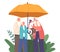 Family Characters Under An Umbrella Symbolizes The Concept Of Protection And Unity, Ensuring Safety, Support