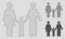 Family Child Vector Mesh Network Model and Triangle Mosaic Icon