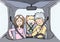 Family with children in car with safety belt