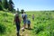 Family with children on a hike