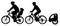 Family with children traveling on bikes. Mountain bike silhouette. Cyclist with a child stroller.