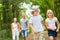 Family and children on a walk