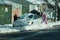 Family cleans car from snow in Brooklyn, NY after massive Winter Storm Gail