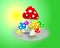 Family of colorful toadstools,