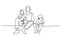 Family concept Father and kids sitting together
