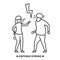 Family conflict icon. Man and woman shouting and arguing. Simple vector illustration.