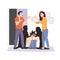 Family conflict quarreling couple and afraid child