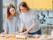 Family cooking hobby dough gingerbread biscuits