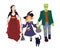 Family in costumes. Halloween party invitation design element. Kids illustration. Vector drawing