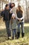 Family on country walk in winter