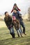 Family on country walk in winter