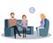 Family couple psychotherapy session, vector illustration. Young angry women speaks about her offence and resentment