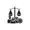 Family court glyph black icon. Judiciary concept. Child custody. Sign for web page, mobile app, button, logo. Vector isolated