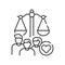 Family court line black icon. Judiciary concept. Child custody. Sign for web page, mobile app, button, logo