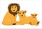 Family of cute cartoon lions