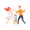 Family dancing, son having fun with his parents vector Illustration on a white background