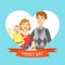 Family Day Banner Template, Cheerful Parents and Their Toddler Baby Vector Illustration