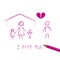 Family divorce concept child drawing