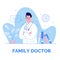 Family doctor raster template. Brochure design, cover, poster layout, flyer for advertising medical services, information for