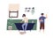 Family doing housework together. Scene of daily routine and cleanup. Couple cleaning bathroom. Flat vector cartoon