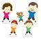 Family doing jumping jacks