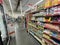 Family dollar rwetail store interior back aisle view