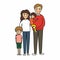 Family doodle icon, vector color cute illustration