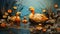 A family of ducks swimming in a calm pond 3D tile art