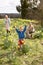 Family On Easter Egg Hunt In Daffodil Field