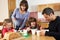 Family Eating Breakfast Together In Kitchen