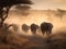 A Family of Elephants Crossing the Serengeti