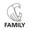 The family emblem. A bird and a chick. Allegory of family love