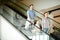 Family on escalator