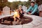 Family by firepit