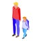 Family first school day kid icon, isometric style