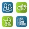 Family flat linear long shadow icons set. Baby carriage, children, apple and books. Vector line illustration.