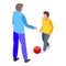 Family football play icon, isometric style