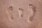 Family footprints in the sand
