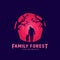 Family forest logo with flat design